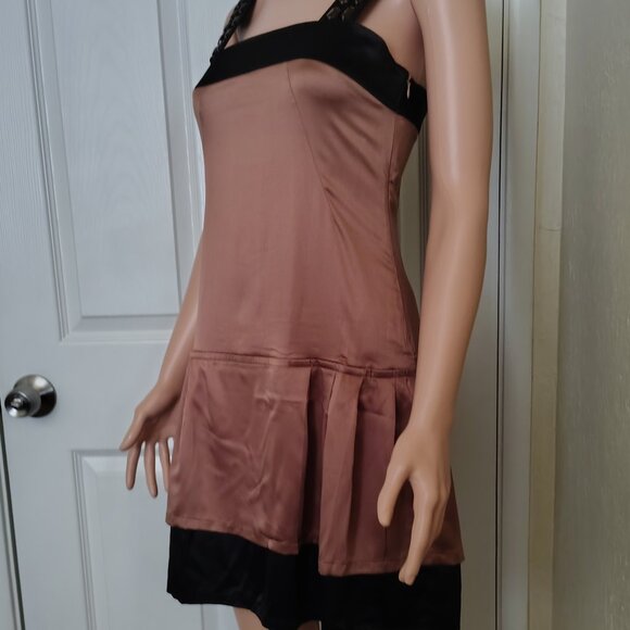 Rachael G. Brown and Black Satin Dress, Size S - Picture 5 of 15